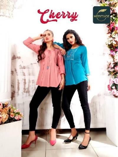 Cherry By Heritage Designer Short Kurti Collection